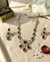 KETAKI Ruby Red Necklace and earrings set, Indian Pakistani traditional jewelry, ruby red kundan necklace set
