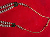 ASHLEY Emerald  green colour cz zircon sleek necklace set in mehndi golden polish,Indian victorian style jewelry