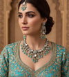 ASMITA mint Kundan necklace set with Maangtika, Indian Pakistani traditional wedding bridal jewelry