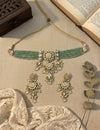NADIRA Sabyasachi inspired Mint  Fusion Kundan choker set, necklace set, indian wedding Rajwada jewelry/ pakistani jewelry