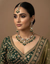 ASMITA Green Kundan necklace set with Maangtika, Indian Pakistani traditional wedding bridal jewelry