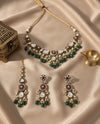 ASMITA Green Kundan necklace set with Maangtika, Indian Pakistani traditional wedding bridal jewelry