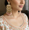 AVNI Peach Gold Tone Royal Kundan earrings / Indian dangler Earrings,Pakistani Wedding Jewelry/peach  bollywood danglers