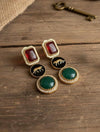 VIYA Sabyasachi inspired red green earrings, Indian fusion earrings , indo western jewelry