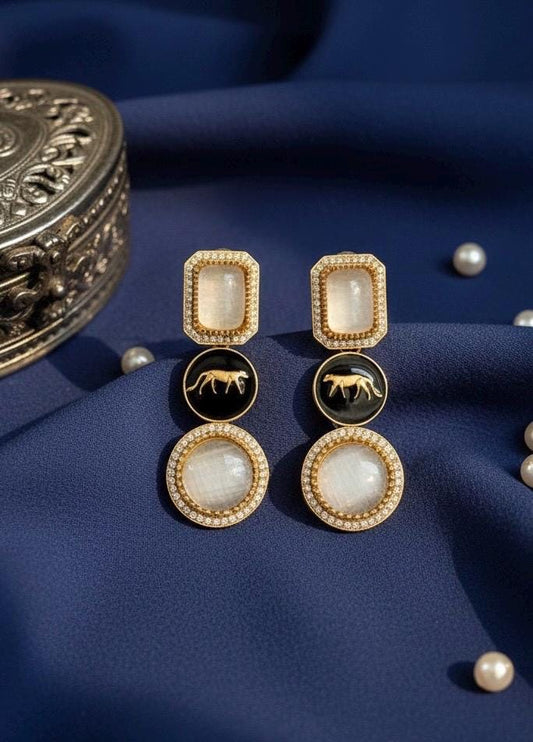 VIYA Sabyasachi inspired ivory white earrings, Indian fusion earrings , indo western jewelry