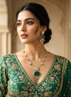 SHREYA Emerald green doublet stone Necklace Set in Victorian Style