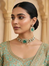 TARU Mint green choker necklace set,cz Indian Bridal jewelry,doublet stone,pakistani wedding jewellery