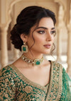 TARU Emerald green choker necklace set,cz Indian Bridal jewelry,doublet stone,pakistani wedding jewellery
