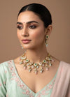 VEDIKA Sabyasachi inspired Mint pink  Fusion Kundan necklace set, indian wedding Rajwada jewelry/ pakistani jewelry