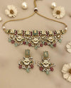 SHITAL Sabyasachi inspired Mint pink  Fusion Kundan choker set, necklace set, indian wedding Rajwada jewelry/ pakistani jewelry