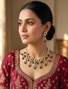 VEDIKA Sabyasachi inspired Ruby green  Fusion Kundan necklace set, indian wedding Rajwada jewelry/ pakistani jewelry