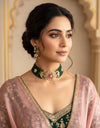 SNEHAL Sabyasachi inspired Green Fusion Kundan choker set, necklace set, indian wedding Rajwada jewelry/ pakistani jewelry