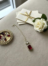 SAIRA Ruby red doublet stone maangtika in doublet stone, Indian bridal jewelry