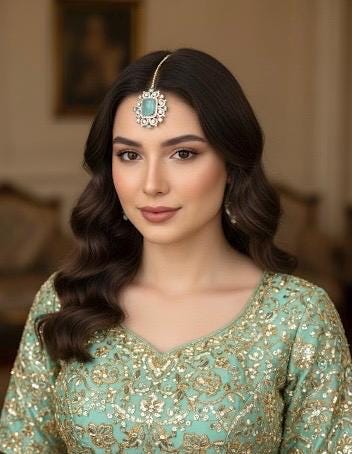 HANIA Mint doublet stone maangtika, Indian bridal jewelry