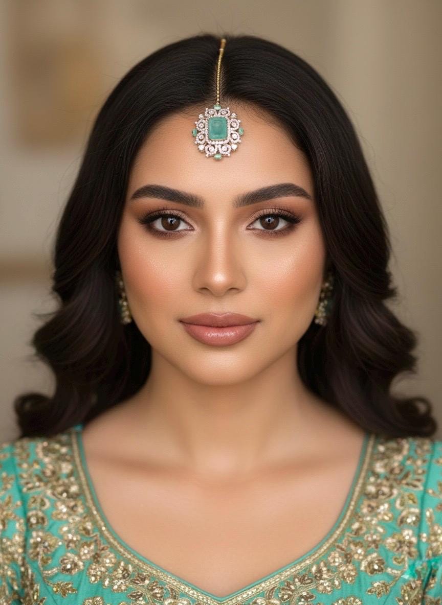 HANIA Mint doublet stone maangtika, Indian bridal jewelry