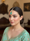 SAIRA Mint doublet stone maangtika, Indian bridal jewelry/ mint colour forehead jewelry