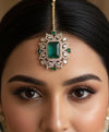 HANIA Emerald green doublet stone maangtika, Indian bridal jewelry