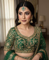 HANIA Emerald green doublet stone maangtika, Indian bridal jewelry