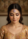 HANIA Pink doublet stone maangtika, Indian bridal jewelry/ forehead accessory
