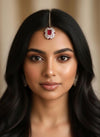 HANIA Ruby red doublet stone maangtika, Indian bridal jewelry