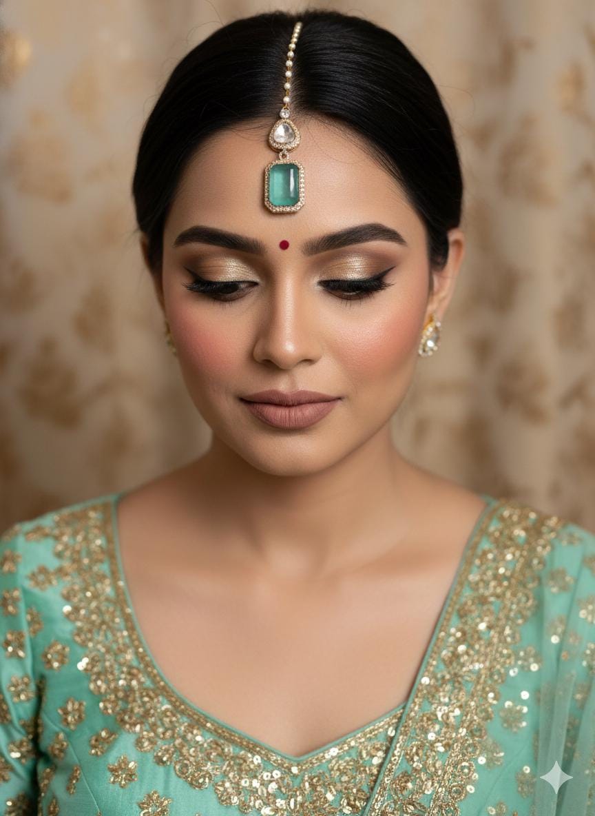 SAIRA Mint doublet stone maangtika, Indian bridal jewelry/ mint colour forehead jewelry