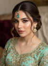 SAIRA Mint doublet stone maangtika, Indian bridal jewelry/ mint colour forehead jewelry