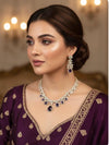 LAYLA Purple zircon sleek necklace set in  muted golden polish, Indian pakistani bridal  jewelry in purple colour