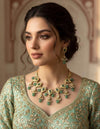 VEDIKA Sabyasachi inspired Mint  Fusion Kundan necklace set, indian wedding Rajwada jewelry/ pakistani jewelry