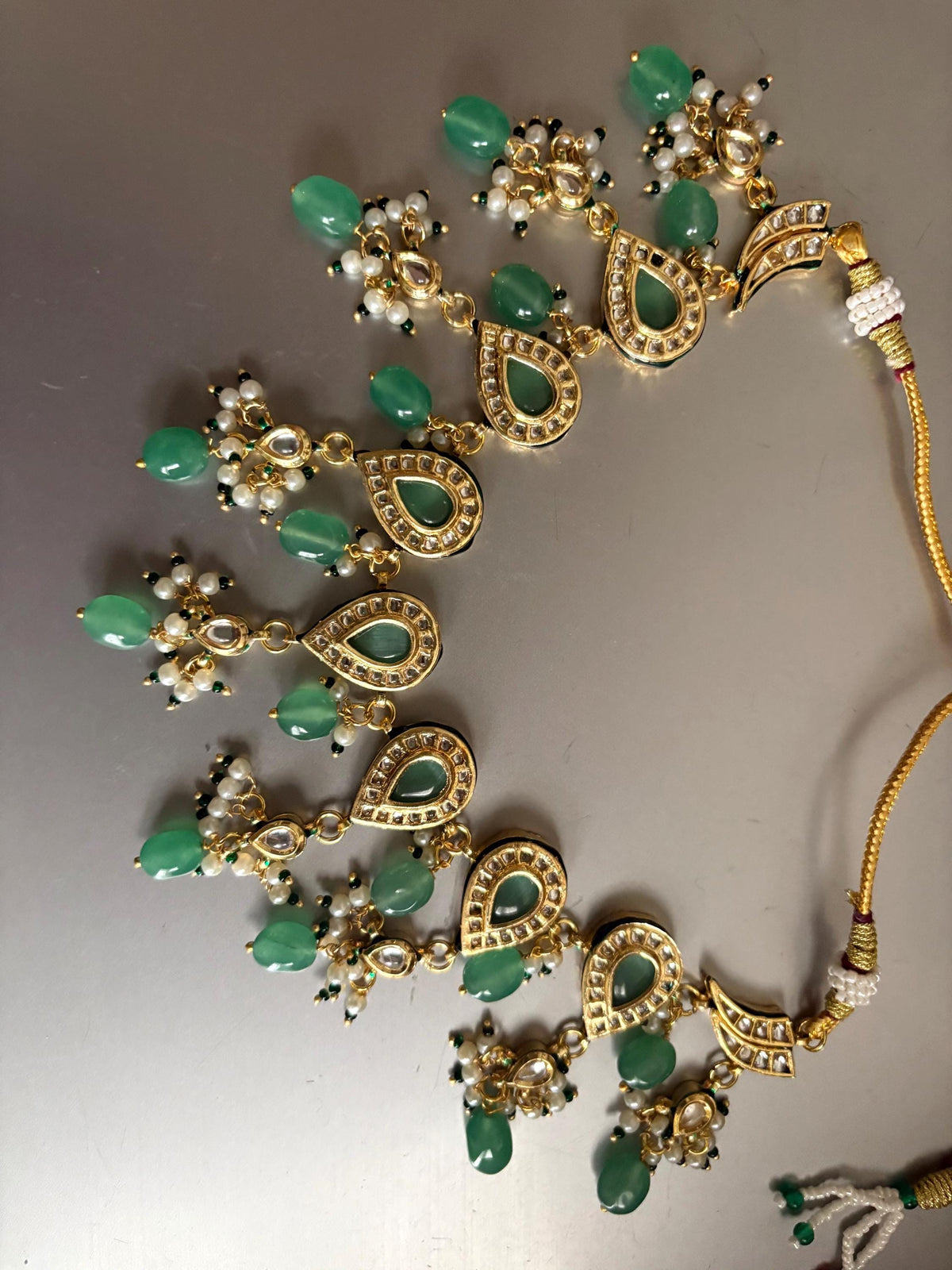 VEDIKA Sabyasachi inspired Mint  Fusion Kundan necklace set, indian wedding Rajwada jewelry/ pakistani jewelry