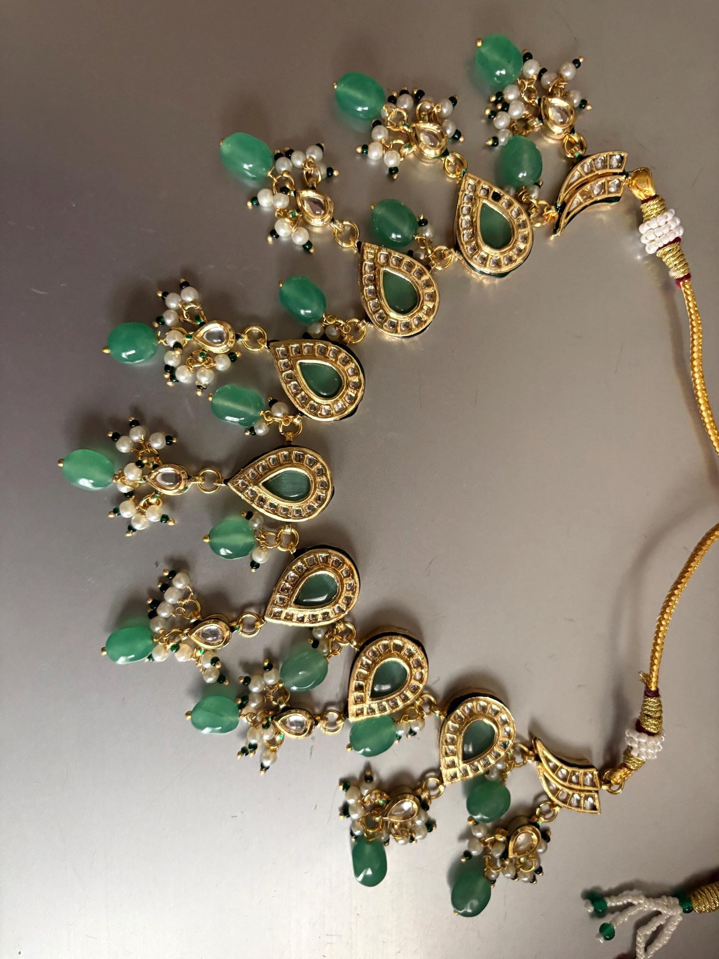 VEDIKA Sabyasachi inspired Mint  Fusion Kundan necklace set, indian wedding Rajwada jewelry/ pakistani jewelry