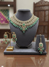 NOURIN  Mint Kundan necklace set with Maangtika, Indian Pakistani traditional light turquoise wedding bridal jewelry