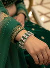 SIMI American diamond bangle set in Emerald Green stones, AD bangle set,cz zircon ,bridal,indian bangles,pakistani bangles, green silver
