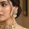 NIYA Sabyasachi inspired  pink kundan choker with Earrings, Indian Pakistani traditional wedding jewelry,  pink colour necklace set