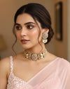 NIYA Sabyasachi inspired  pink kundan choker with Earrings, Indian Pakistani traditional wedding jewelry,  pink colour necklace set