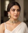 NIYA Sabyasachi inspired  pink kundan choker with Earrings, Indian Pakistani traditional wedding jewelry,  pink colour necklace set