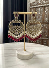 LIA Ruby maroon Royal Kundan chandbali earrings in golden tone, Indian traditional Earrings,Pakistani Wedding bridal Jewelry