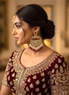 LIA Ruby maroon Royal Kundan chandbali earrings in golden tone, Indian traditional Earrings,Pakistani Wedding bridal Jewelry