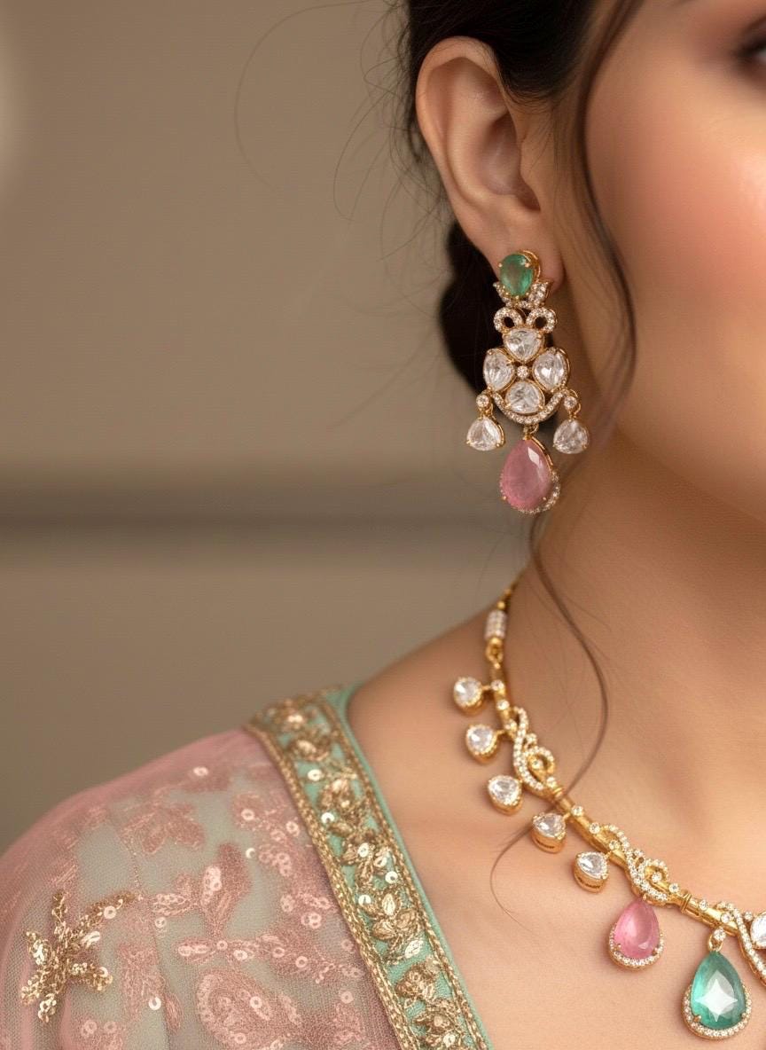 AMAYA Mint Pink Hasli Necklace Set
