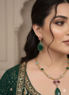 EKA Multicoloured Victorian style  necklace set and earrings ,Indo western fusion jewelry