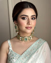 NIYA Sabyasachi inspired mint kundan choker with Earrings, Indian Pakistani traditional wedding jewelry,mint colour necklace set