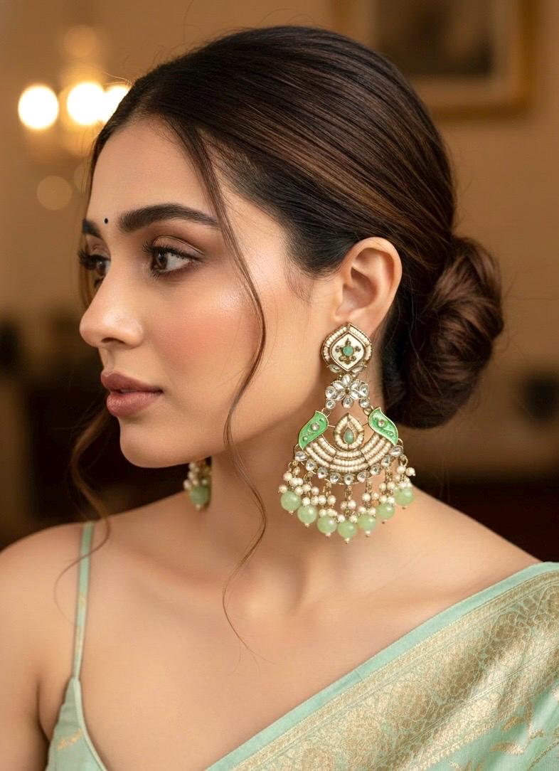 KOYAL Mint green mother of pearl earrings mint colour shell earrings mint green long pearl earrings MOP jewelry indian pakistani   danglers