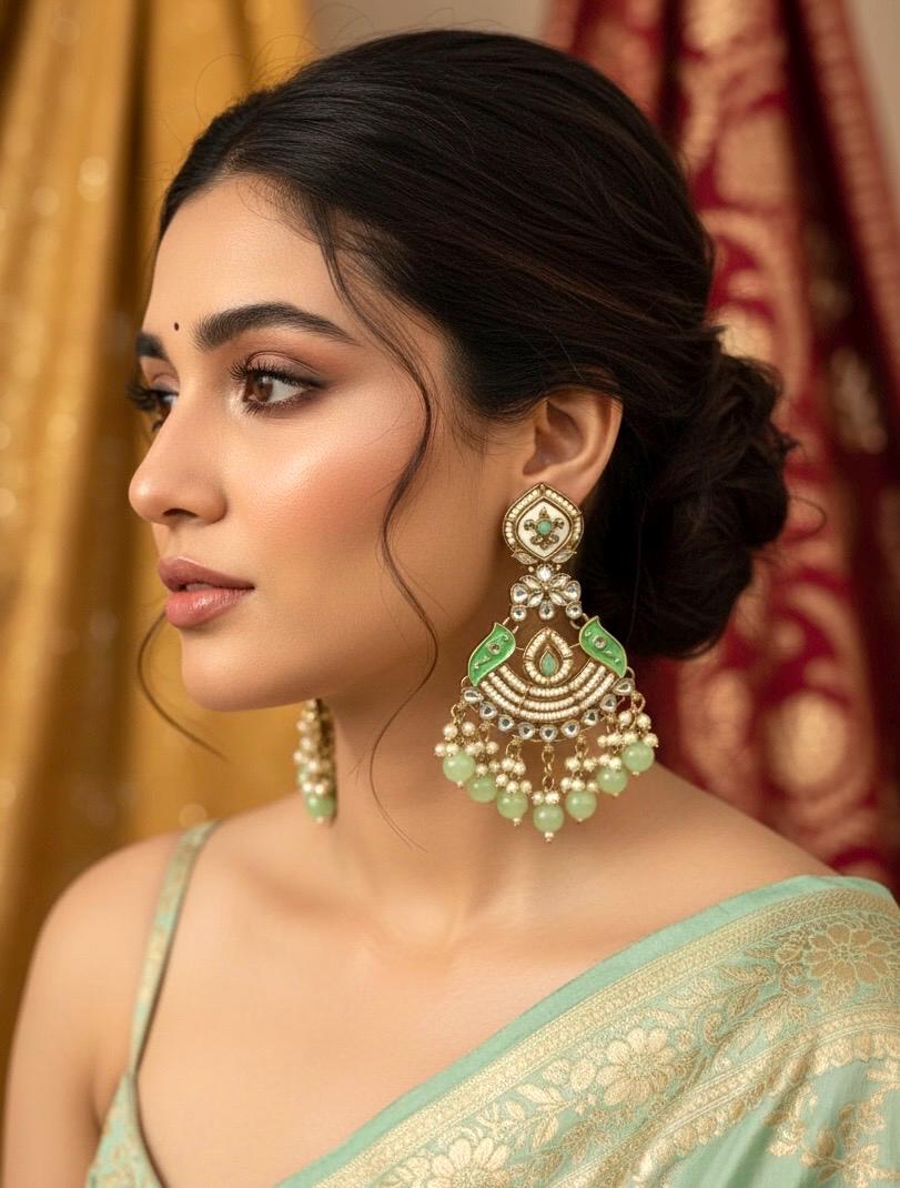 KOYAL Mint green mother of pearl earrings mint colour shell earrings mint green long pearl earrings MOP jewelry indian pakistani   danglers