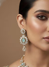 ZEYA Mint pink Kundan and cz zircon Choker necklace earrings and maangtika,Indian Pakistani traditional jewelery in Victorian style