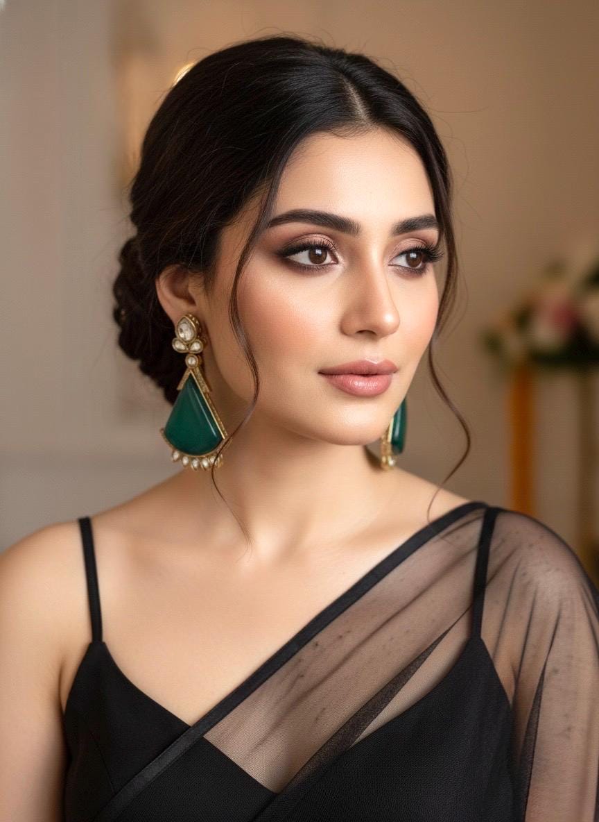 VINA Green doublet stone earrings / Bollywood kundan earrings /Indian Pakistani jewelry