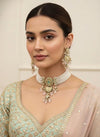 NADIRA Sabyasachi inspired mint pink Fusion Kundan choker set, necklace set, indian wedding Rajwada jewelry/ pakistani jewelry