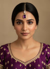 SAIRA Purple doublet stone maangtika, Indian bridal jewelry