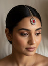 HANIA Ruby red doublet stone maangtika, Indian bridal jewelry