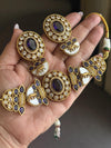 NIYA Sabyasachi inspired Purple kundan choker with Earrings, Indian Pakistani traditional wedding jewelry, purple colour necklace set