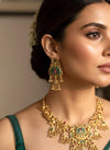 AARUNI Gold tone Heritage jewelry, Indian  matt golden South Indian temple jewelry, ethnic traditional necklace set