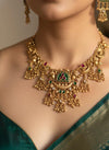 AARUNI Gold tone Heritage jewelry, Indian  matt golden South Indian temple jewelry, ethnic traditional necklace set